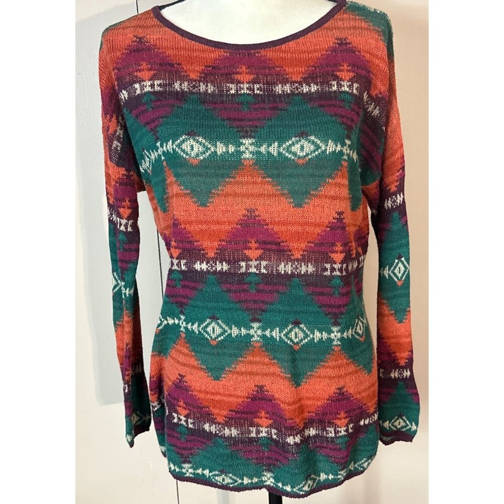 Coastal Boho Cowgirl Denim & Supply LRL Top Pullover Sweater Medium Ramie Blend - Picture 11 of 11